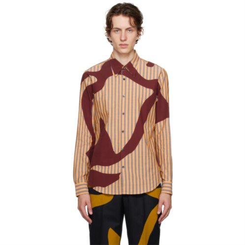 Dries Van Noten Orange Striped Shirt