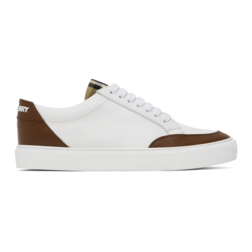 Burberry White & Brown Check Sneakers