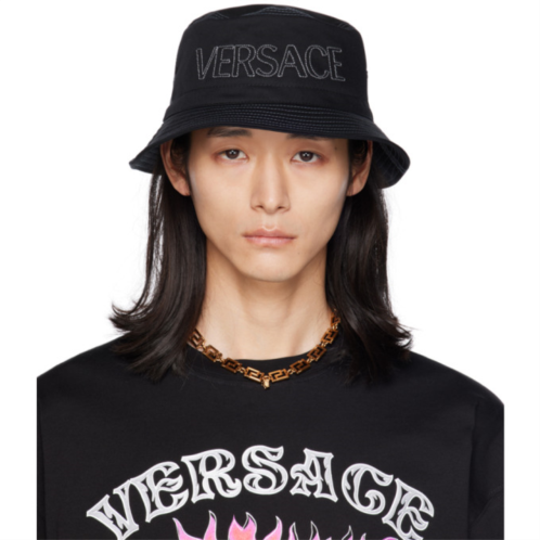 Versace Black Embroidered Bucket Hat