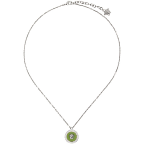 Versace Silver & Green Medusa Necklace