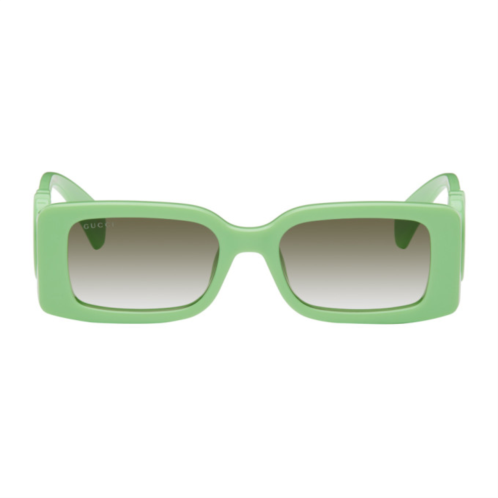 Gucci Green Rectangular Interlocking G Sunglasses