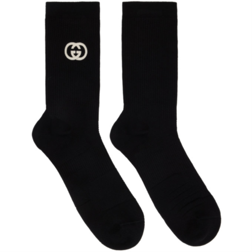 Gucci Black Embroidered Socks