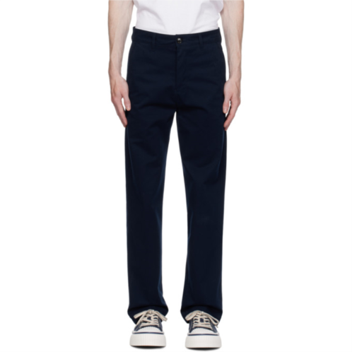 AMI Paris Navy Creased Trousers
