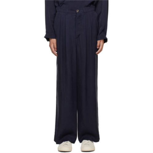 King & Tuckfield Navy Pleated Trousers