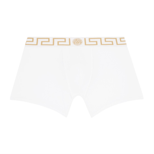 Versace Underwear White Greca Border Long Boxers