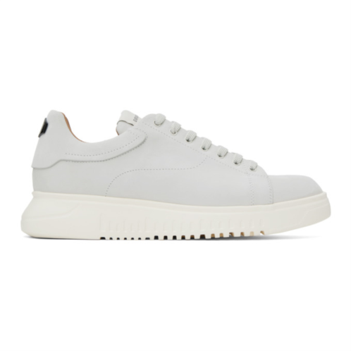 Emporio Armani Off-White Plaque Sneakers