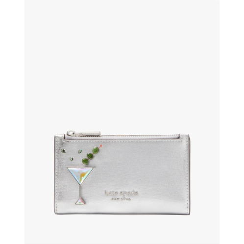 Kate spade Shaken Not Stirred Embellished Metallic Small Slim Bifold Wallet