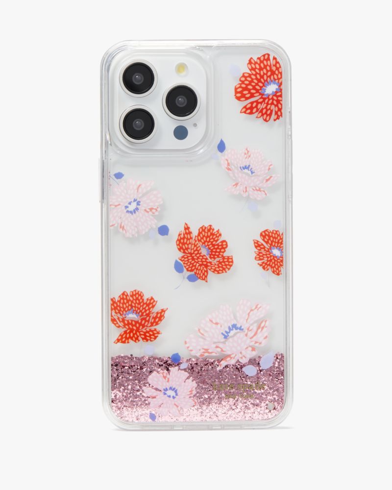 Kate spade Dotty Floral Liquid Glitter I Phone 15 Pro Max Case