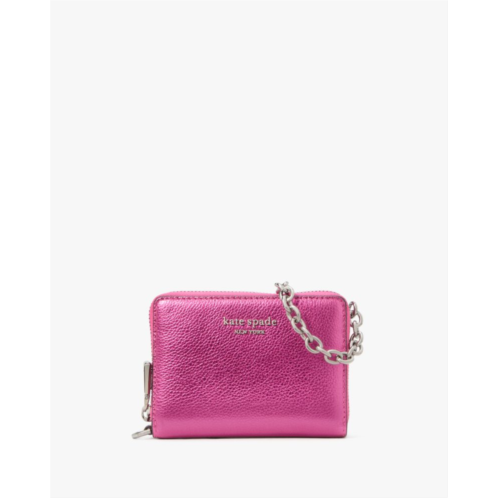 Kate spade Natasha Metallic Pebbled Leather Chain Compact Wristlet