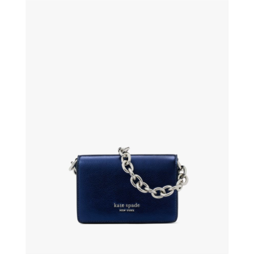 Kate spade Natasha Metallic Pebbled Leather Chain Card Case Crossbody