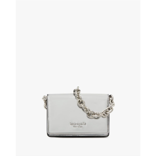 Kate spade Natasha Metallic Smooth Leather Chain Card Case Crossbody