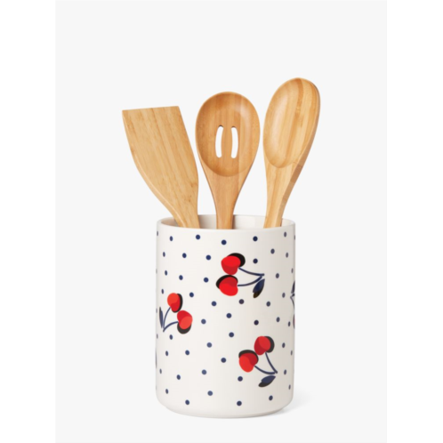 Kate spade Vintage Cherry Dot Utensil Crock With Utensils