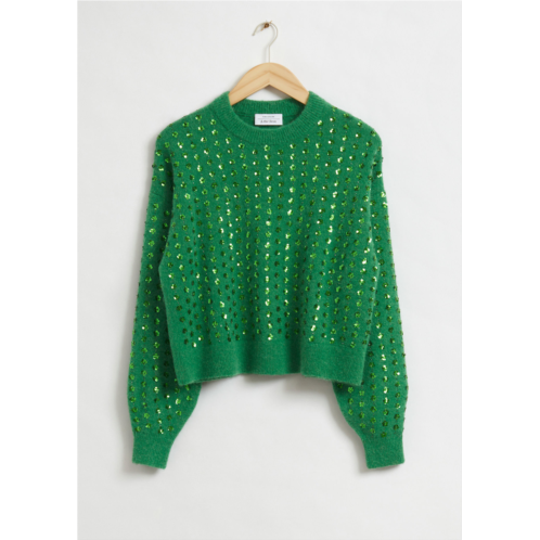 & OTHER STORIES Cropped Sequin Embellished Sweater