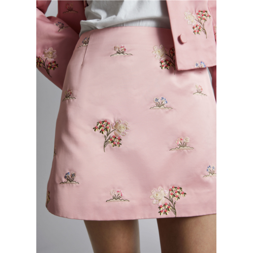 & OTHER STORIES Floral Embroidery Satin Mini Skirt