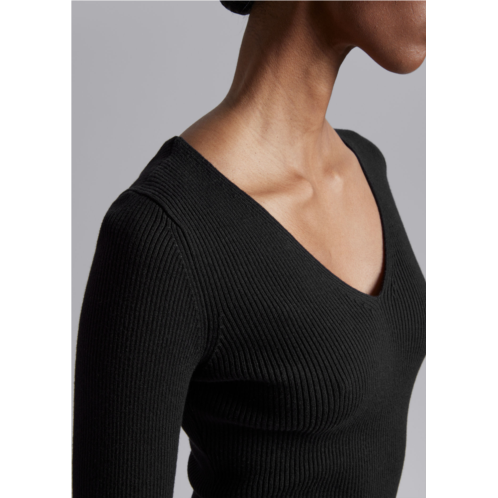 & OTHER STORIES Fitted Rib-Knit Top