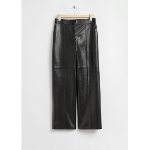 & OTHER STORIES Leather Wide-Leg Pleated Trousers