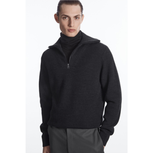 Cos WOOL AND COTTON-BLEND HALF-ZIP SWEATER