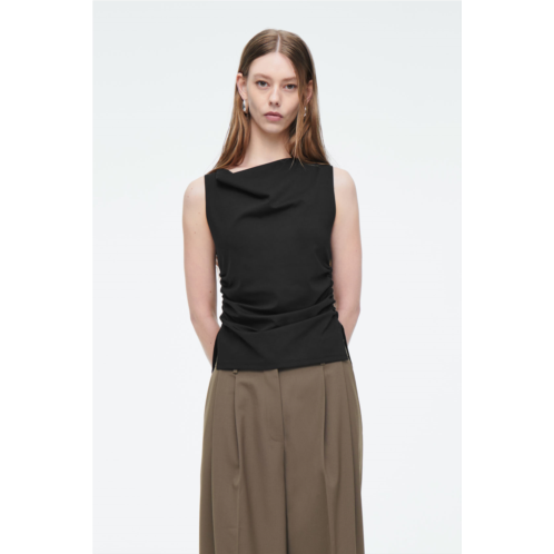 Cos COWL-NECK GATHERED SLEEVELESS TOP