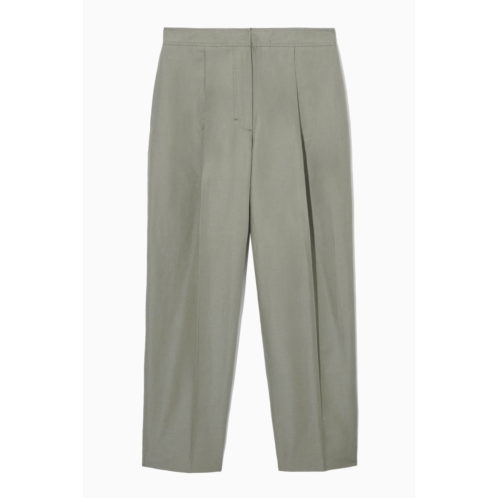 Cos TAPERED PLEATED LINEN-BLEND CHINOS