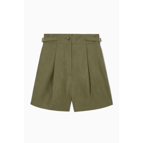 Cos PLEATED LINEN-BLEND UTILITY SHORTS