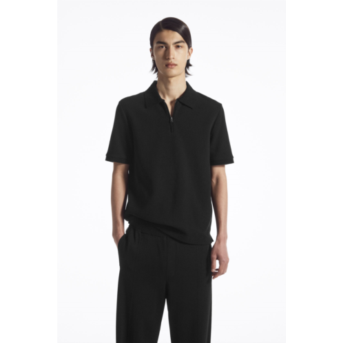 Cos SHORT-SLEEVED ZIP-UP POLO SHIRT