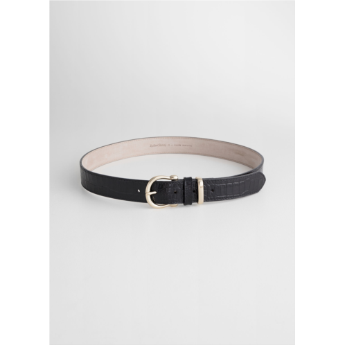 & OTHER STORIES Croc Embossed Leather Belt