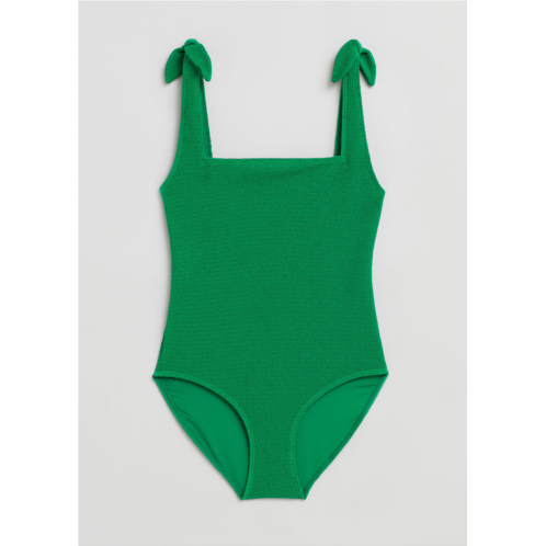 & OTHER STORIES Textured Bow Tie Swimsuit