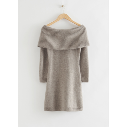 & OTHER STORIES Off-Shoulder Wool Mini Dress