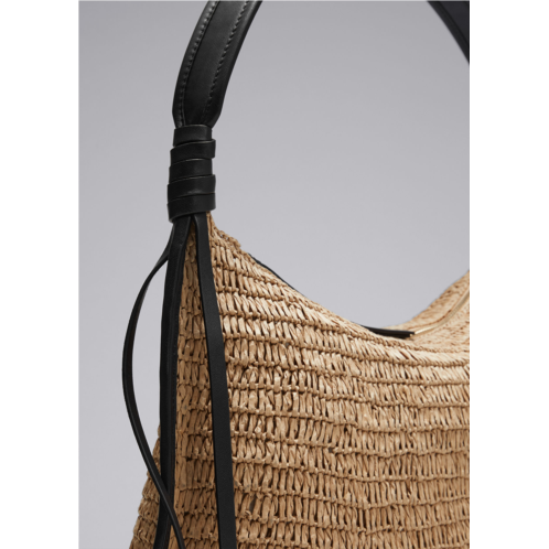 & OTHER STORIES Leather-Detailed Straw Bag