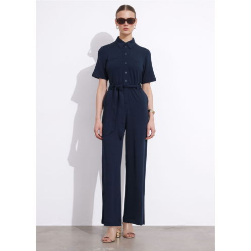 & OTHER STORIES Belted Short Sleeve Jumpsuit