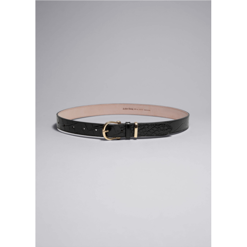 & OTHER STORIES Croc Embossed Leather Belt
