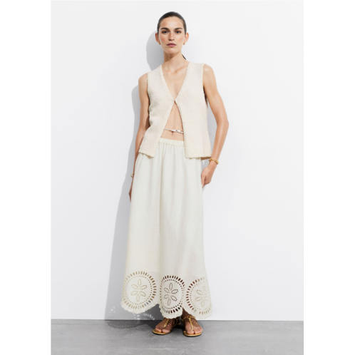 & OTHER STORIES Embroidered Linen Midi Skirt