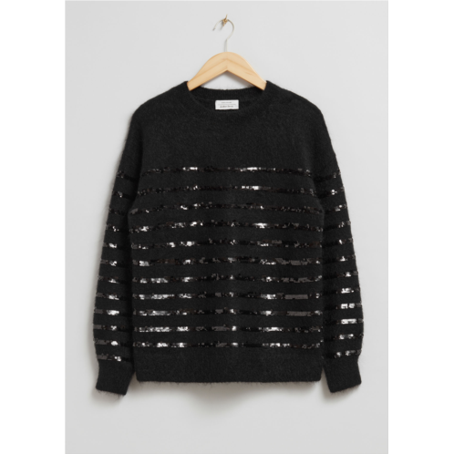 & OTHER STORIES Sequin-Stripe Knit Sweater