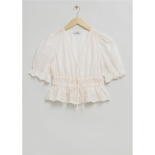 & OTHER STORIES Broderie Anglaise Puff Sleeve Blouse