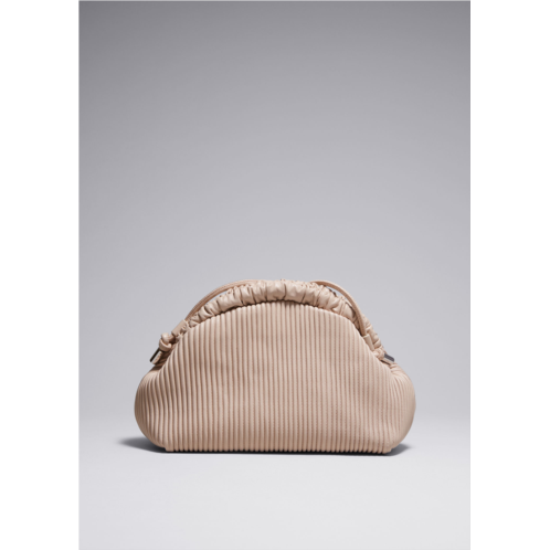 & OTHER STORIES Pleated Leather Clutch Bag