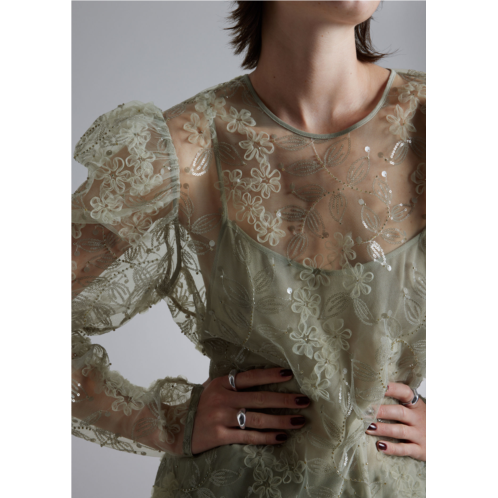 & OTHER STORIES Sheer Embroidered Organza Blouse