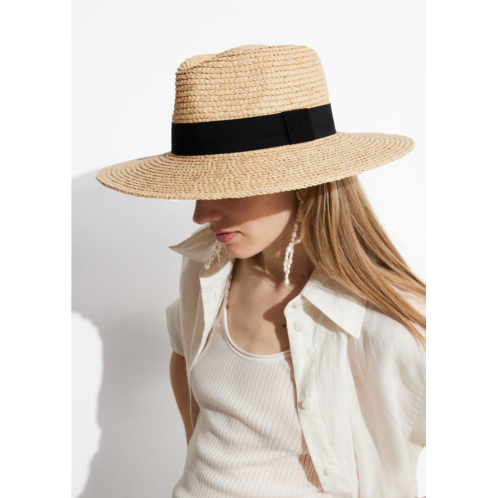 & OTHER STORIES Grosgrain-Trimmed Straw Hat