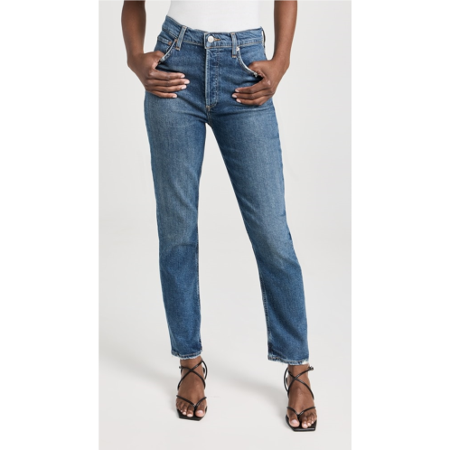 AGOLDE Riley Long: High Rise Straight Jeans