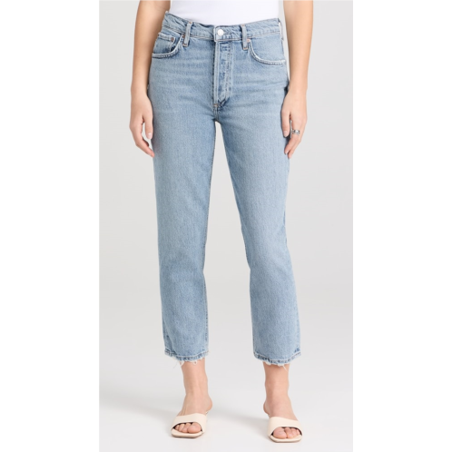 AGOLDE Riley Crop: High Rise Straight Crop Stretch Jeans
