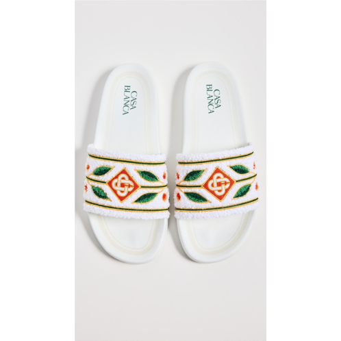 Casablanca Embroidered Terry Sliders