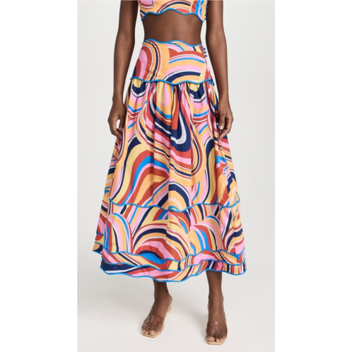 FARM Rio Multicolor Waves Midi Skirt