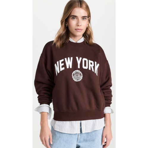 Good American Brushed Fleece Graphic Crew Sweatshirt New York