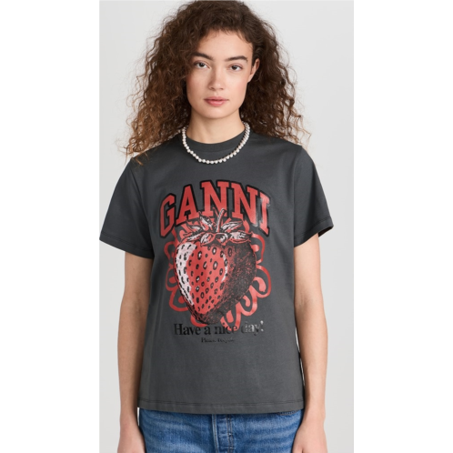GANNI Basic Jersey Strawberry Relaxed T-Shirt