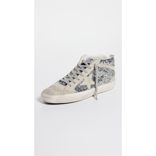 Golden Goose Mid Star Glitter Upper Suede Toe Star Wave Heel and Spur Sneakers