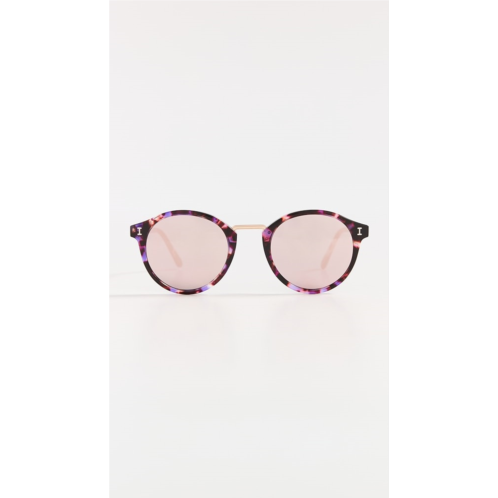 Illesteva Village Berry Tortoise with Rose Mirror Lenses Sunglasses