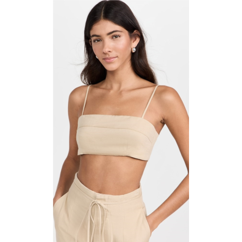 Onia Air Linen Fold Over Cropped Top
