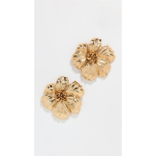 Oscar de la Renta Poppy Flower Button Earrings