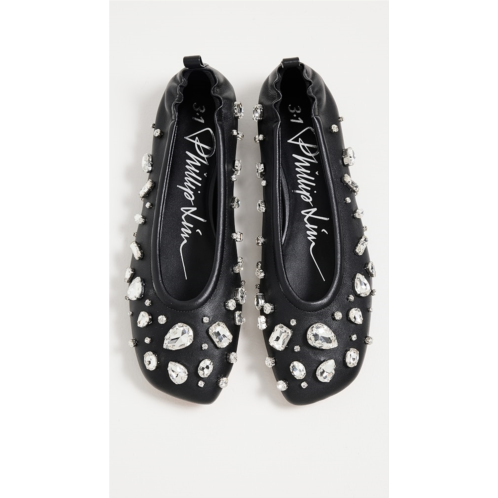 3.1 Phillip Lim ID Stretch Back Ballet Flats with Gems