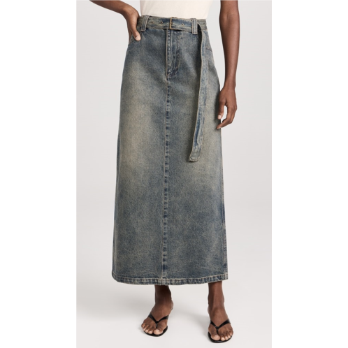 Pixie Market Belted Dirty-Wash Maxi Skirt