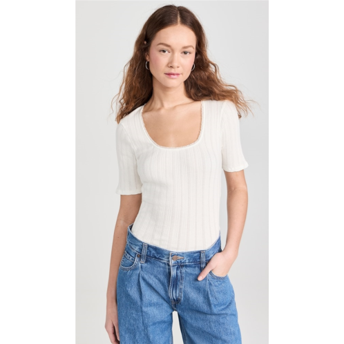 RE/DONE Pointelle Scoop Neck Tee